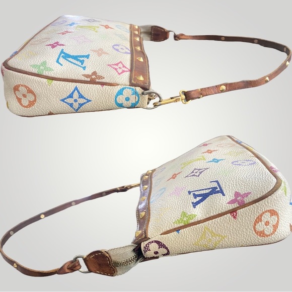 SOLD 📣 Vintage Louis Vuitton White Muliticolor Pochette Shoulder Bag - Picture 3 of 13